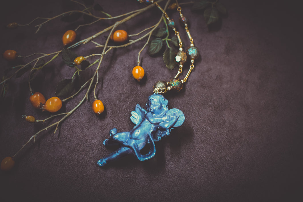 Purple Angel with Shimmer Beads Necklace