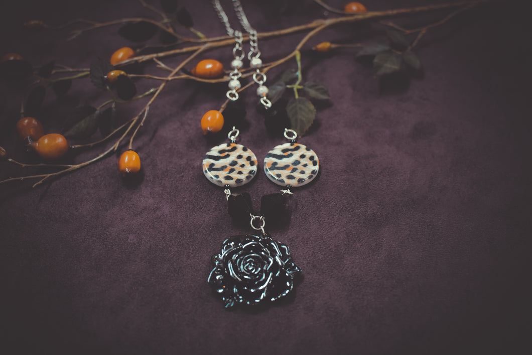 Roses and Leopard Necklace