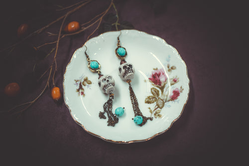 Turquoise Skull Earrings
