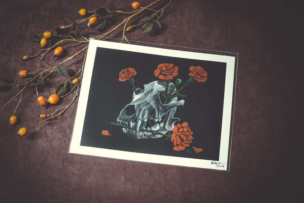 Wolf Skull & Carnation